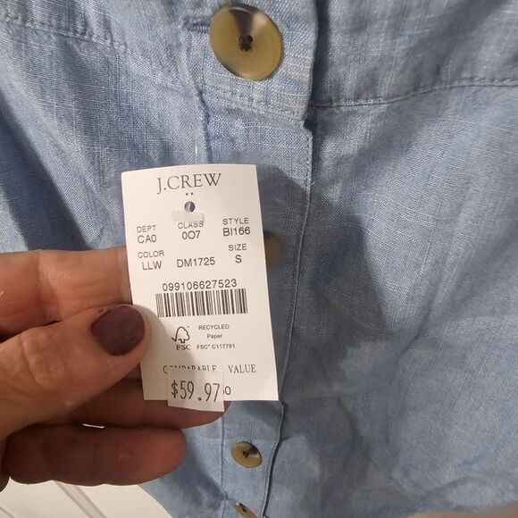 NWT J CREW Chambray Sleeveless Top, Sz S - Picture 4 of 5